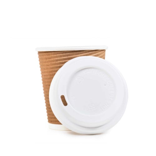 مجموعة (25) غطاء بلاستيك أبيض سميك للأكواب الورقية...