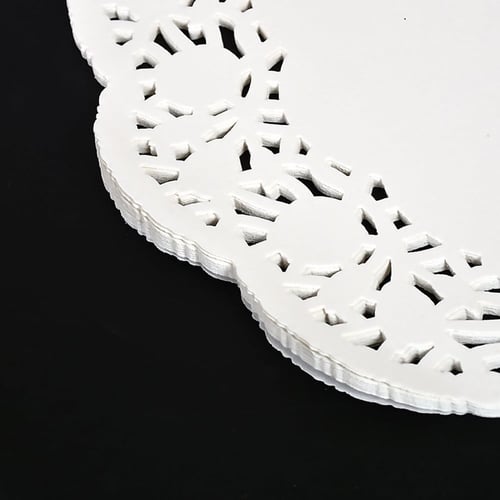 مجموعة (110 ) ورق دنتيل ابيض بشكل دائرى