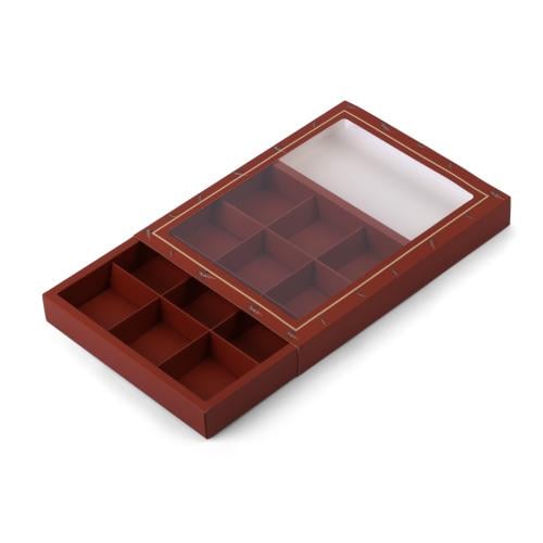 علبة فاخرة لتقديم الشوكولاته بنافذة شفافة بثيم أغص...