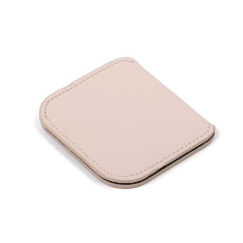 مرآة جلد فاخرة لون بيج-(6)| 7.5*8 سم