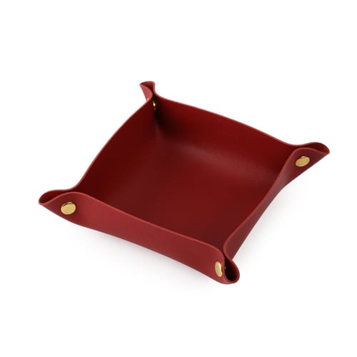 سلة توزيعات جلد مربعة بلون عودي -(6) حبة