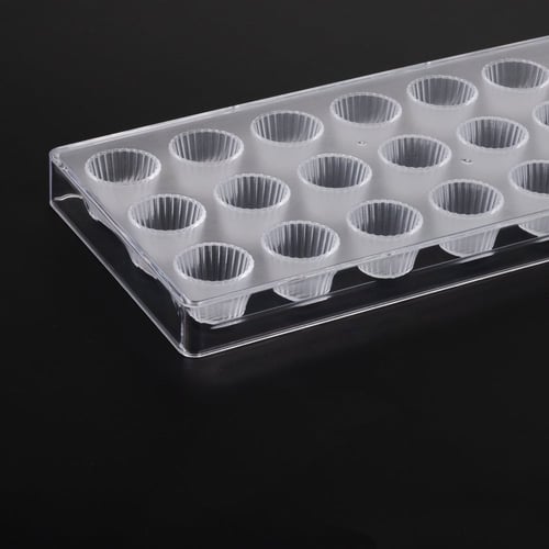 قالب اكريليك للشوكلاته دائري بشكل مموج منقوش - 21...