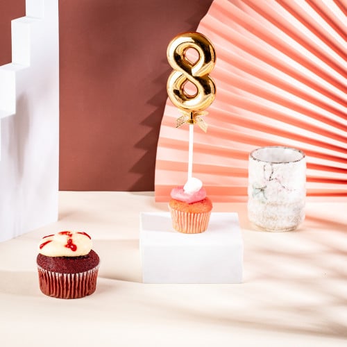تغريسة للكيك والهدايا رقم (8) لون ذهبي |20.2 سم
