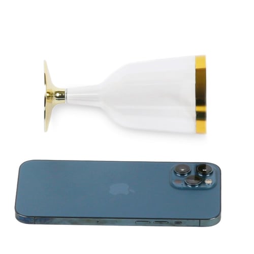 مجموعة (6) كاسات فاخرة شفافة بقاعدة ذهبية | 6 انز