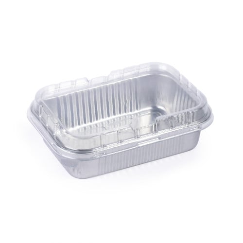 مجموعة (6) صحن المنيوم مستطيل بلون فضي مع غطاء| 15...