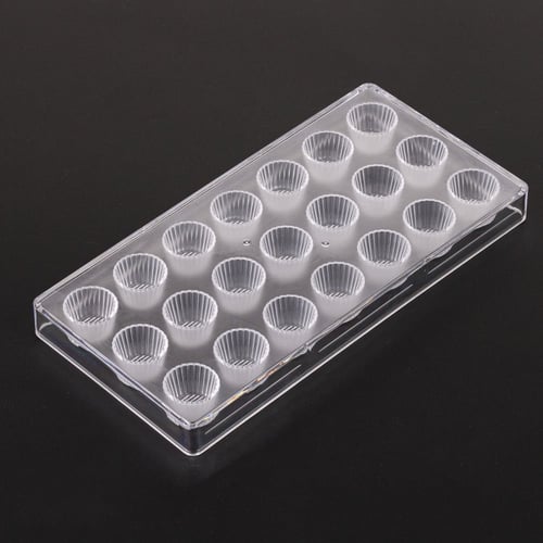 قالب اكريليك للشوكلاته دائري بشكل مموج منقوش - 21...