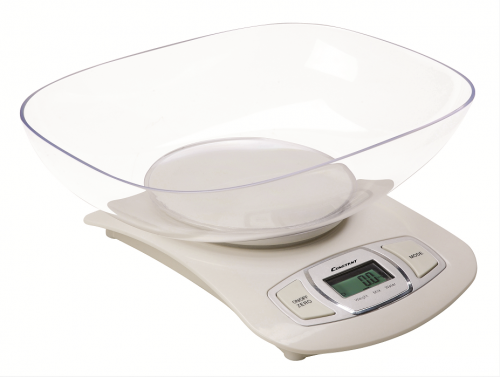 ميزان الكترونى مع وعاء - أبيض اللون