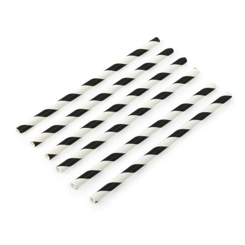مصاص ورق أسود فاتح وأبيض بنمط خطوط (25) حبة
