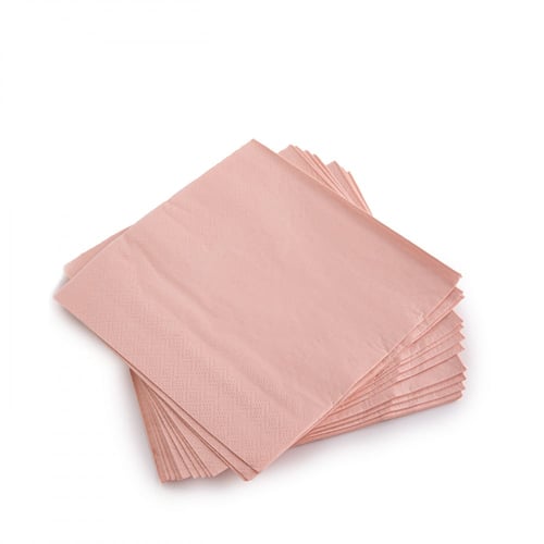 مجموعة(20) منديل سفرة ورقية وردية اللون - طبقتين