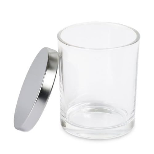 مجموعة (6) علب شمع فاخرة شفافة بغطاء فضي