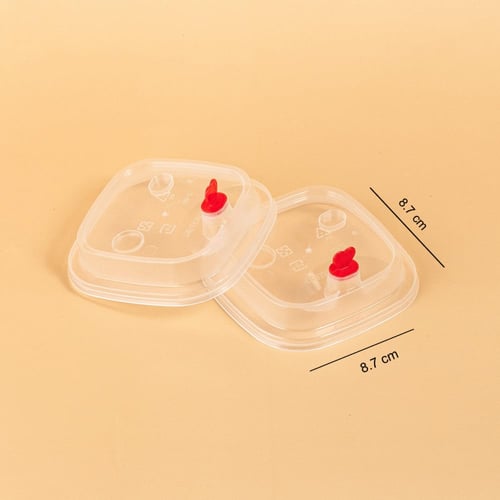 مجموعة (25) غطاء بلاستيك شفاف مربع + قلب أحمر | 16...
