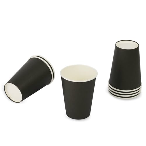 مجموعة (50) كوب ورق أسود فاخر | 12 انز