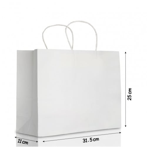 مجموعة (12) كيس ورق عرضي أبيض
