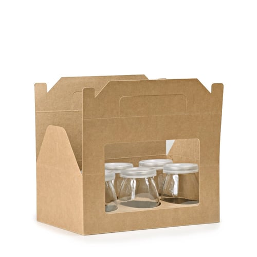 مجموعة (12) علبة كرتونية لحمل علب الزجاج بنافذة شف...