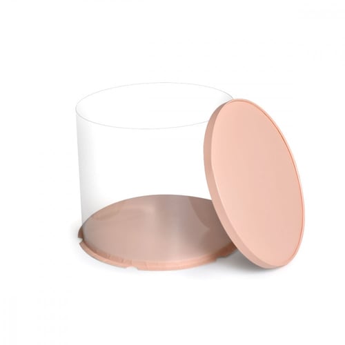 علبة كيك فاخرة شفافة بقاعدة وردية - 30 سم