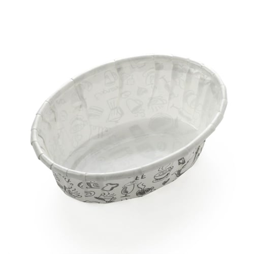 قوالب خبز ورقية بيضاوية بلون أبيض ورسومات طعام - (...