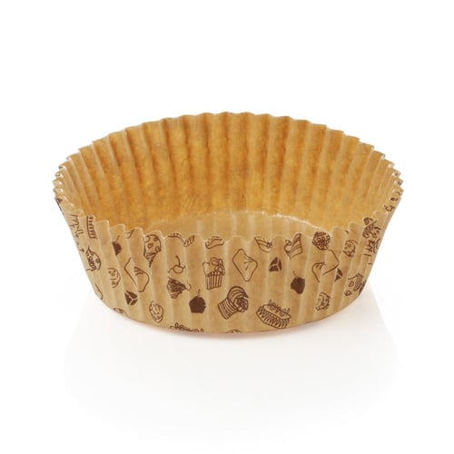 ورق كب كيك بني برسومات مخبوزات - (10) حبة