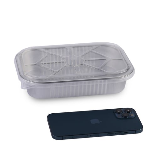 صحن المنيوم مستطيل بلون فضي وغطاء شفاف -(6) حبة |...