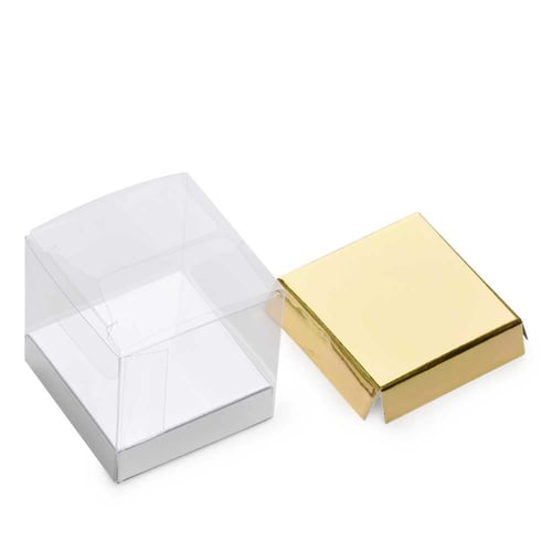 مجموعة (12) علبة بلاستيكية بقاعدة ذهبية وفضية