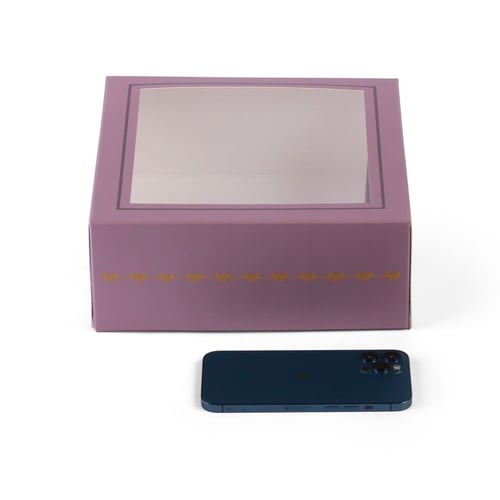 علب ورقية فاخرة لون بنفسجي و نافذة شفافة - (12) حب...