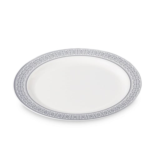 مجموعة (6) صحن بلاستيك فاخر باللون الأبيض ونقوش فض...