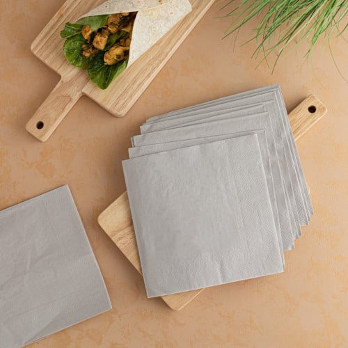 مجموعة(20) منديل سفرة ورقية رصاصي اللون - طبقتين