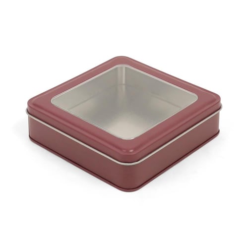 مجموعة(3) علب معدنية مربعة فاخرة بنافذة شفافة بالل...