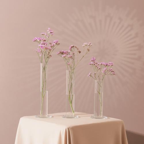 فازة ورد زجاجية اسطوانية شفافة - كبير