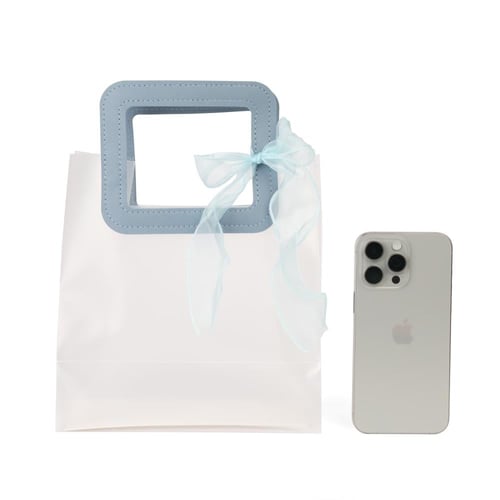 أكياس هدايا وسط فاخرة وشفافة بشريطة علوية أزرق- (6...