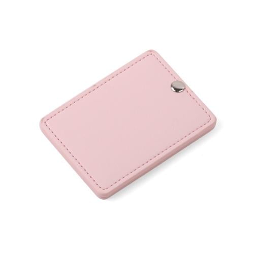 مرآة بغطاء جلد فاخرة مستطيلة الشكل لون وردي- (6) ح...