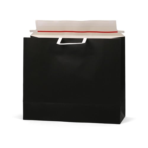 كيس ورق لون أسود بلاصق للإغلاق ومسكة علوية لون أبي...