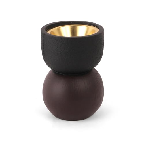 مبخرة سيراميك بقاعدة خشبية فاخرة لون أسود