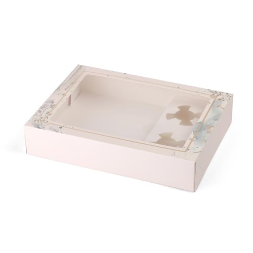 علبة شوكلاتة كبيرة فاخرة بنافذة شفافة لون بيج-(12)...