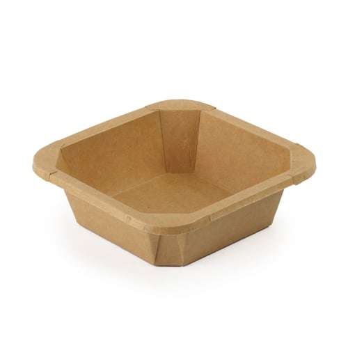 وعاء ورقية كرافت بني مربع مع غطاء شفاف - (25)حبة |...