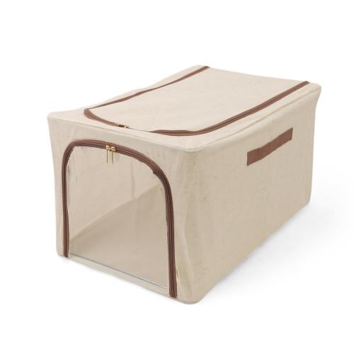 صندوق تخزين قماشي قابل للطي بنافذة شفافة لون بيج |...