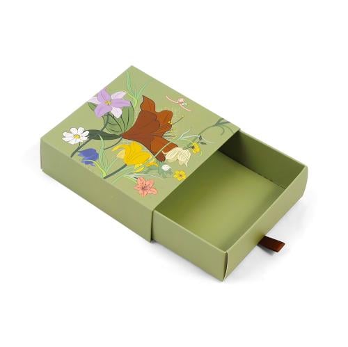 مجموعة(12)علب توزيعات سحب بطباعة ورود لون الأخضر