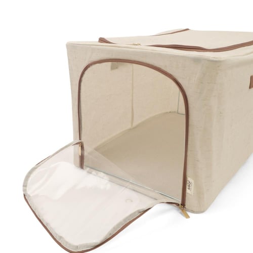 صندوق تخزين قماشي قابل للطي بنافذة شفافة لون بيج |...