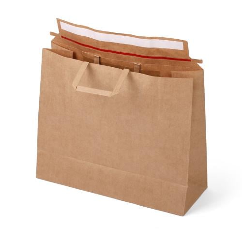 كيس ورق لون بني بلاصق للإغلاق ومسكة علوية لون أبيض...