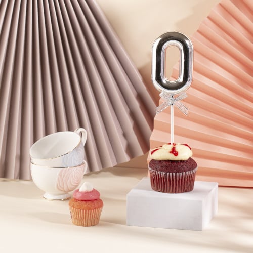 تغريسة للكيك والهدايا رقم (0) لون فضي |20.5 سم