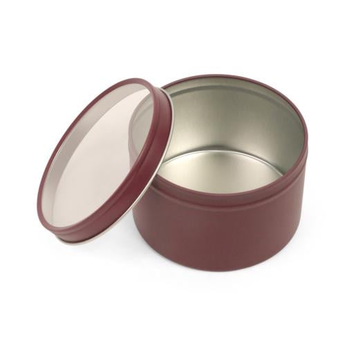 مجموعة(3) علب معدنية دائرية فاخرة بنافذة شفافة بال...