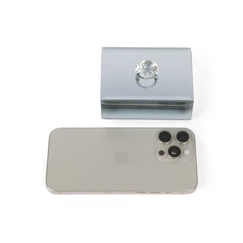 صندوق مرايا زجاجي مستطيل بمقبض كرستال - لون رمادي