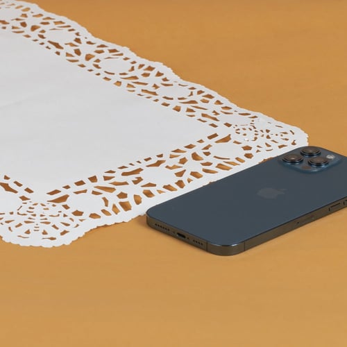 مجموعة (50) ورق دانتيل أبيض بشكل مستطيل - 36.5 × 2...