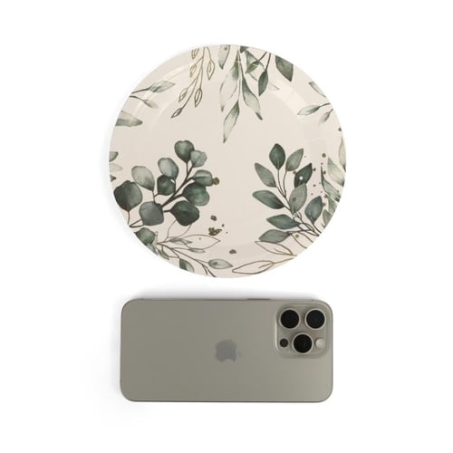 مجموعة (10) صحون ورقية طباعة أغصان لون أخضر | 7 أن...