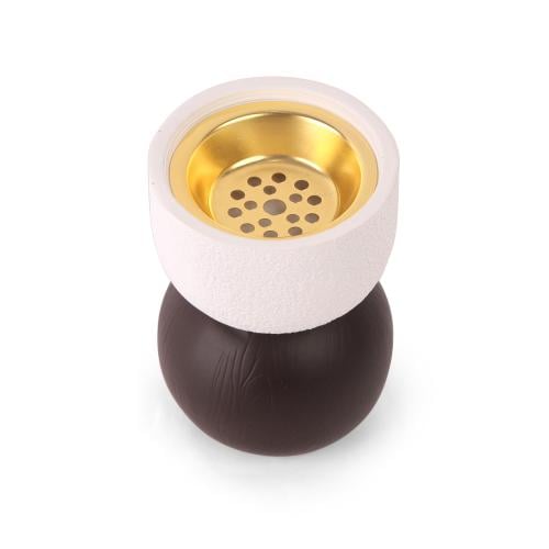 مبخرة سيراميك بقاعدة خشبية فاخرة لون أبيض