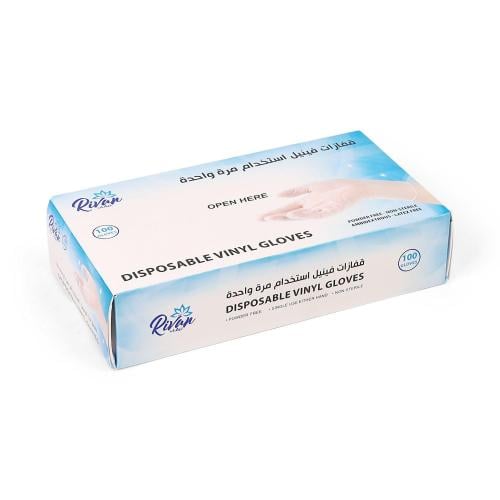 قفازات فينيل استخدام مرة واحدة لون أسود -حجم كبير(...