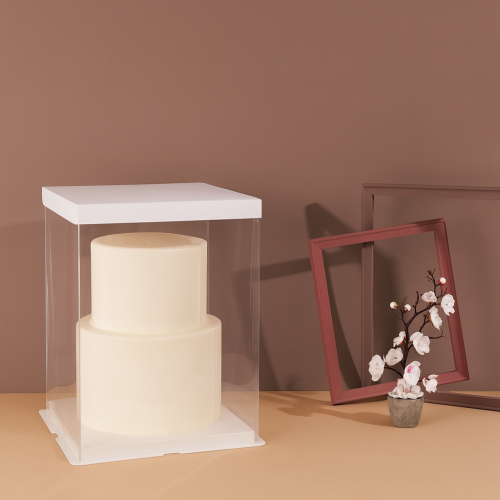 علبة شفافة بقاعدة وغطاء أبيض|30 سم