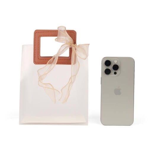 أكياس هدايا صغيرة فاخرة وشفافة بشريطة علوية بني -...