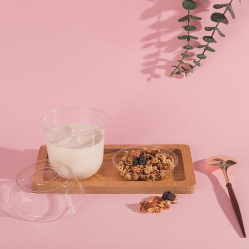 مجموعة (25) كوب بلاستيك شفاف مع حامل للمكسرات والا...