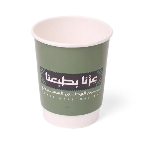 كوب ورقي بشعار اليوم الوطني باللون الزيتي مجموعة(3...