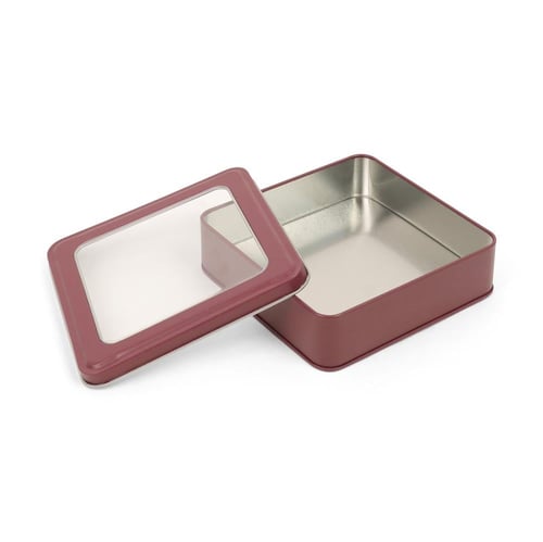 مجموعة(3) علب معدنية مربعة فاخرة بنافذة شفافة بالل...